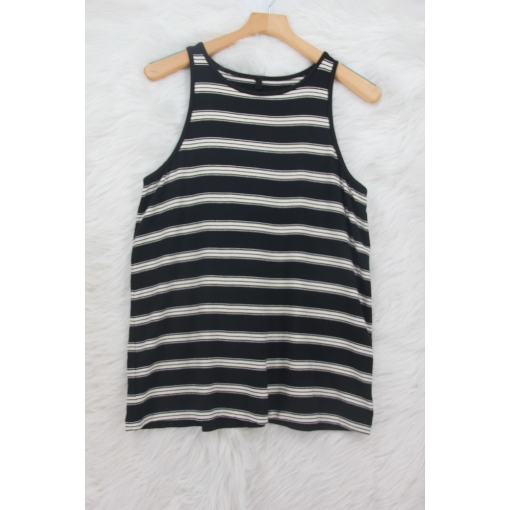 Lou & Grey Black White Sleeveless Top Shirt Size M Women's Soft #357